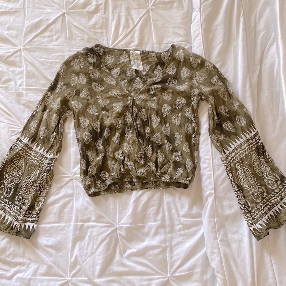 Boho long sleeve crop top